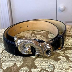 Brighton Black Leather Belt Large